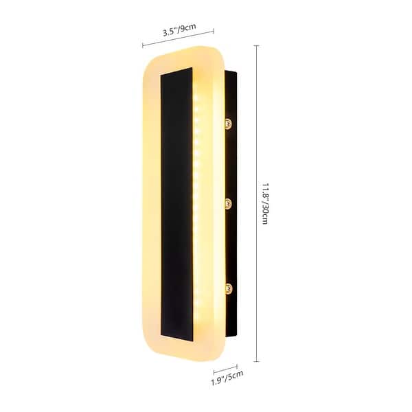 dimension image slide 2 of 3, 1-Light Modern Linear Strip Integrated LED IP65 Waterproof Indoor/ Outdoor Wall Light