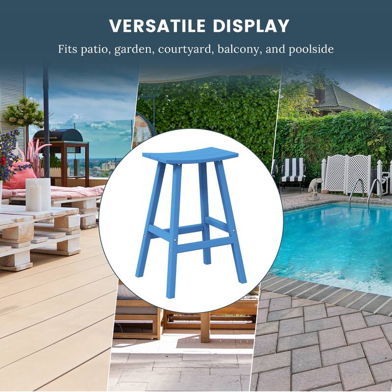 Laguna Hdpe All Weather Outdoor Patio 29" Saddle Seat Bar Stool (Set Of 3)