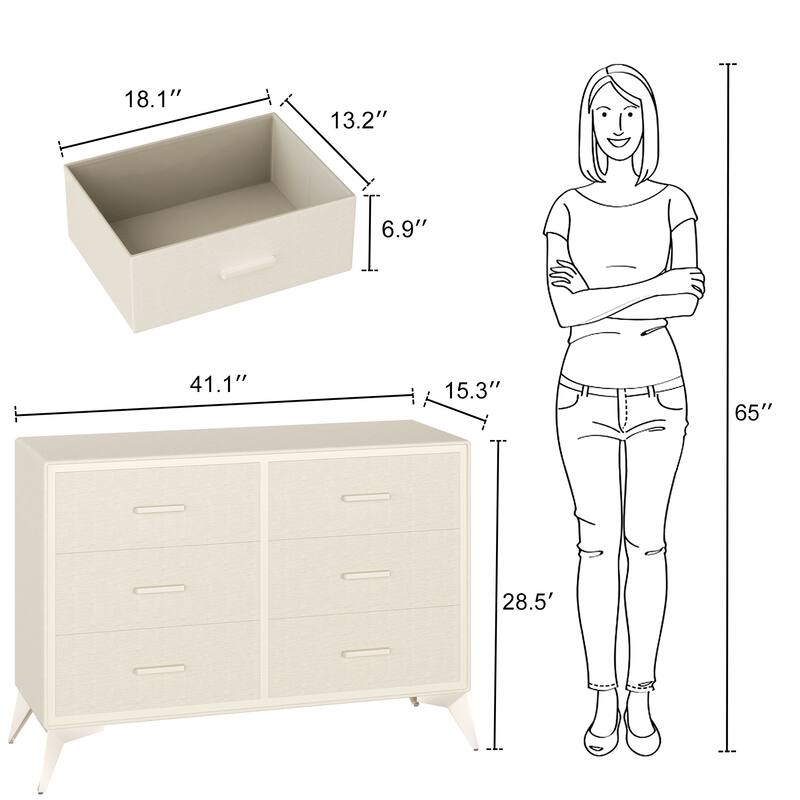 Metal-Framed Fabric Storage Dresser Cabinet with Drawer