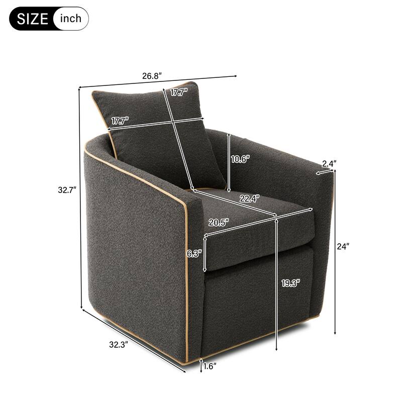 Swivel Accent Chair Upholstered Club Chair Barrel Sofa Chair for Living Room, Reading Corner, and Small Spaces