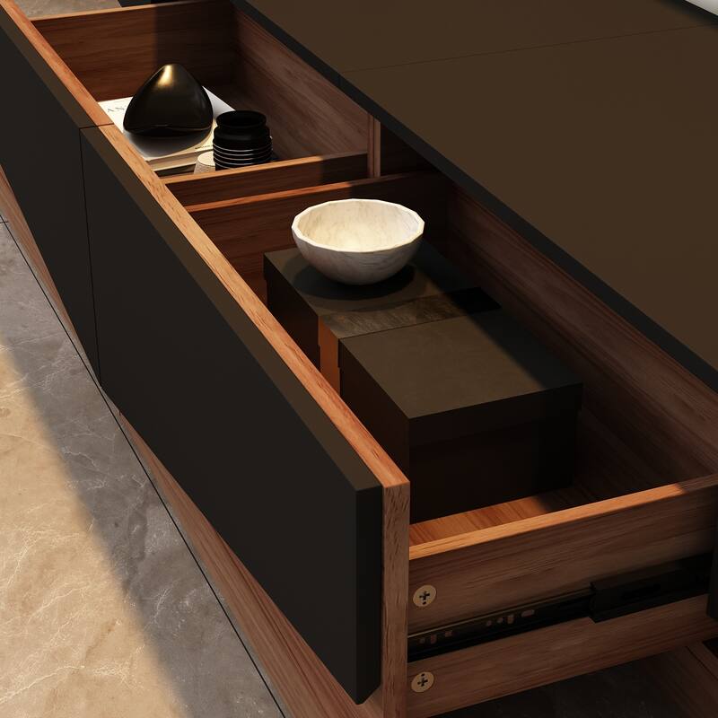 Black&White color scheme TV Cabinet,Entertainment center with 2Drawers - 78.7"W