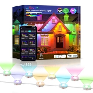 RGB Outdoor String Lights, with 120Scene Modes, 100ft with 72LED Eaves ...