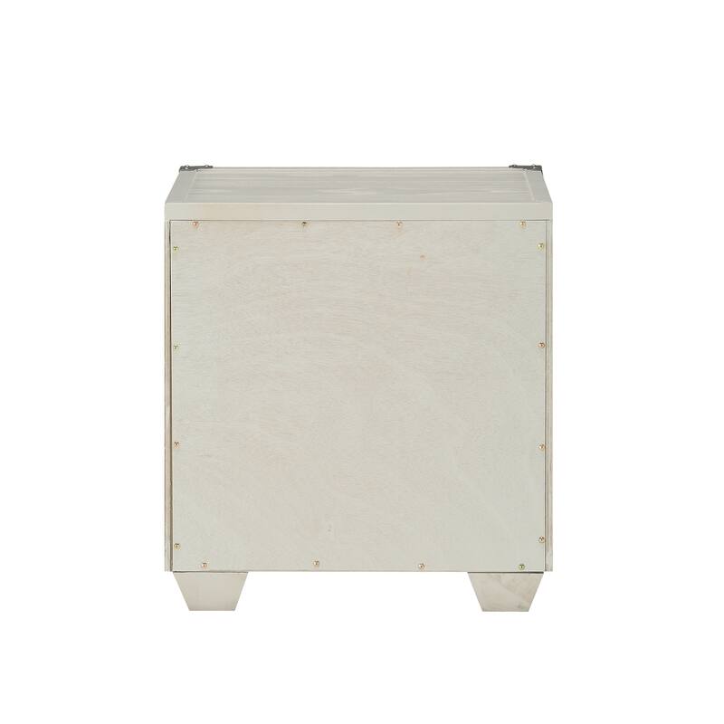 Gray Industrial Nightstand with Smooth Glide Drawer and Metal Braces