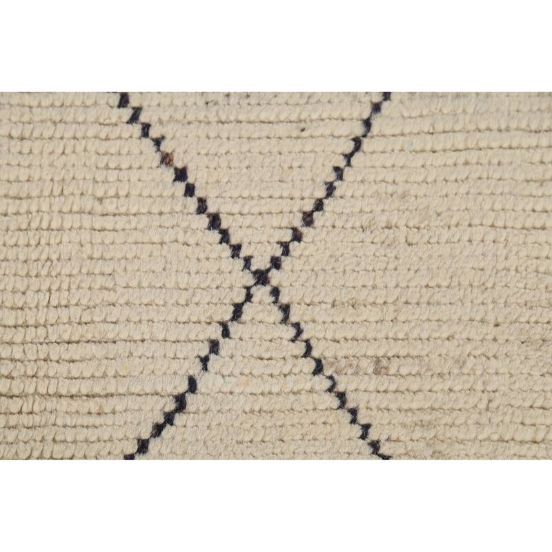 Moroccan Oriental Area Rug Handmade Abstract Wool Carpet - 5'11"x 9'8"