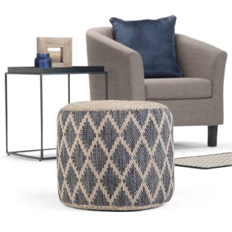 WYNDENHALL Nesbitt Boho Round Pouf, Natural Woven Braided Jute