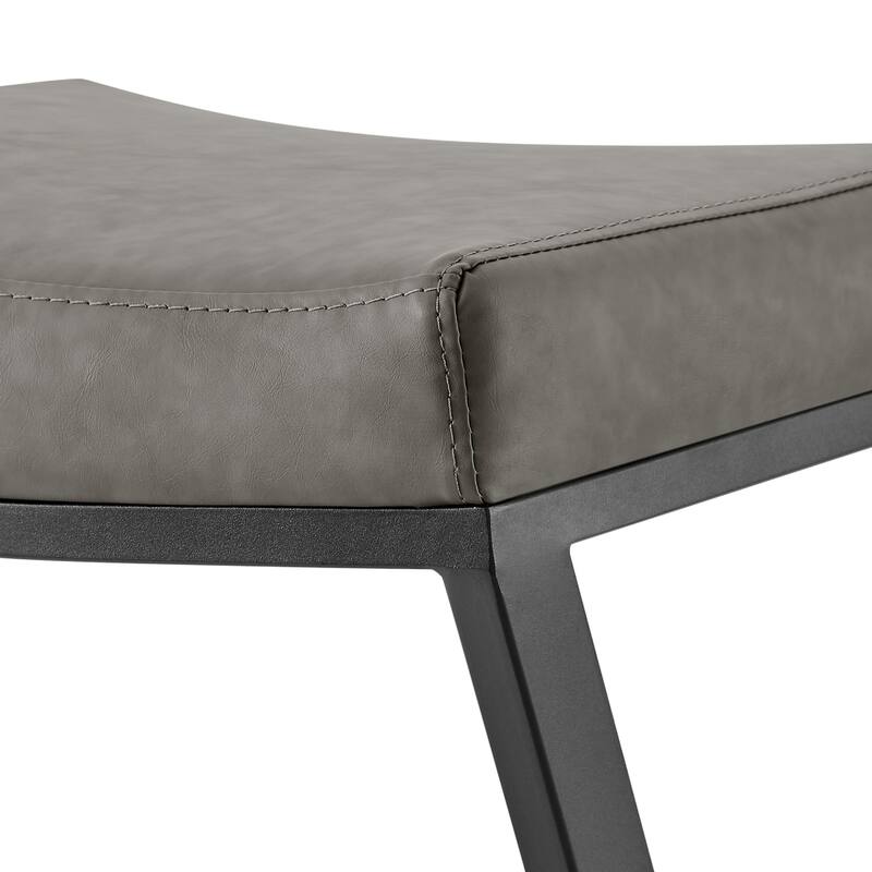 Alta Backless Barstool, Z Black Iron Footrest, Gray Faux Leather