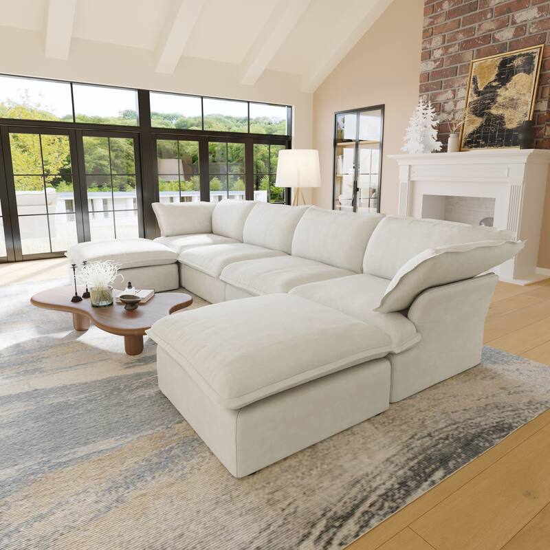U-Shaped Velvet Sectional Sofa Modern Cushion Back Couch Sofa for Livingroom