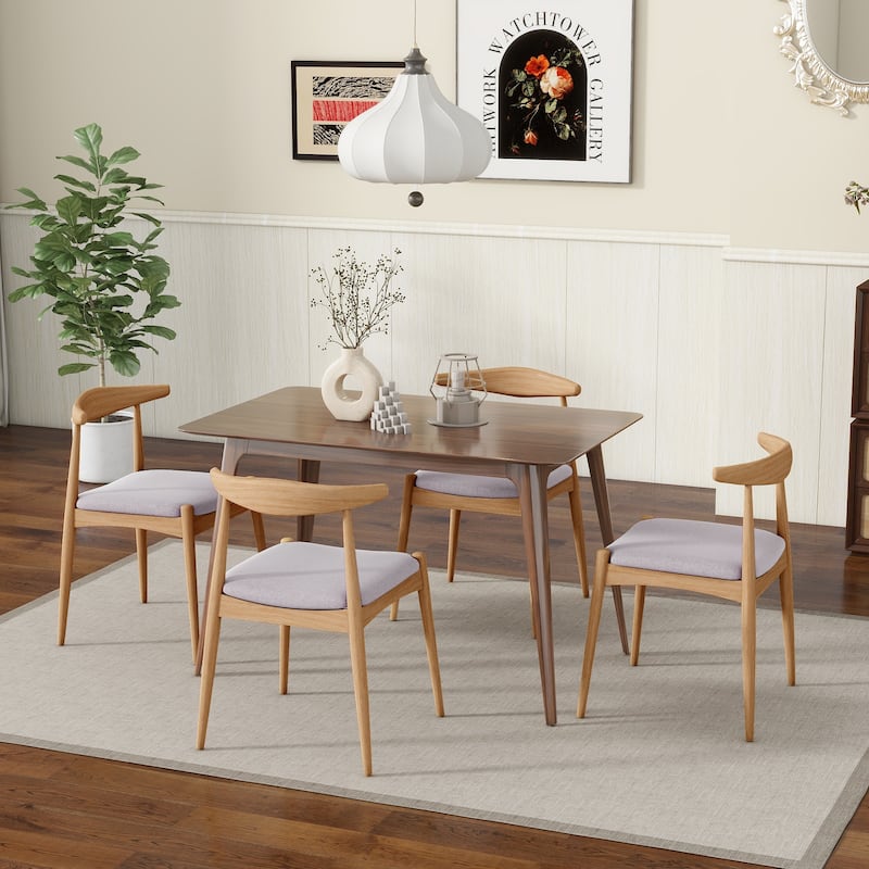 Roomfitters Rubberwood Dining Chairs with Ergonomic Backrest and Cushioned Seat, Set of 2