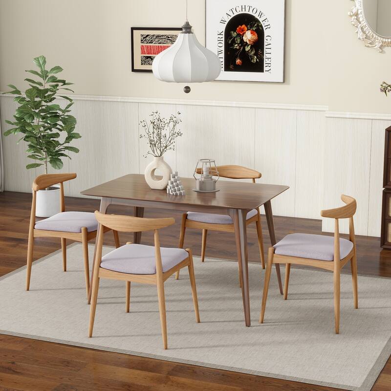 Set of 2 Rubberwood Dining Chairs with Ergonomic Backrest & Comfort Cushions