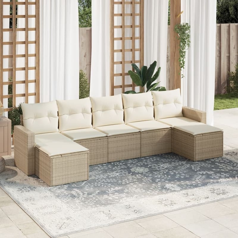 vidaXL Garden Sofa Set Beige, Cream White - 21.7 x 21.7 x 14.6