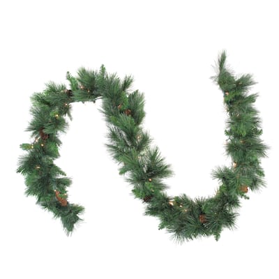 9' x 14" White Valley Pine Artificial Christmas Garland Clear Lights