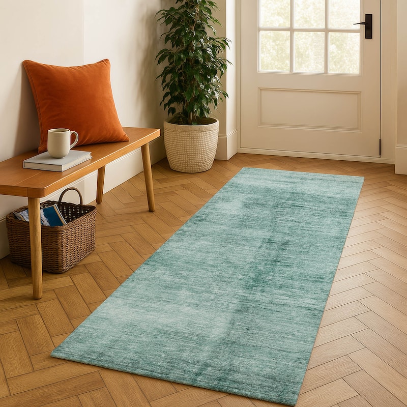 Premium Washable Super Soft Solid Ombre Mayfield Rug - Teal - 2'3" x 7'6"