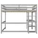 preview thumbnail 38 of 86, Elegant Loft Wood Bed with built-in desk,Ladder