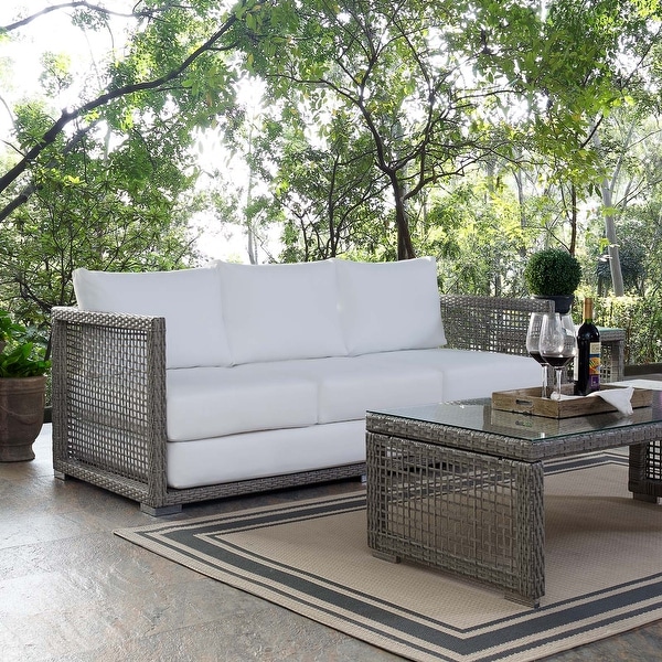 Aura outdoor patio shop wicker rattan sofa