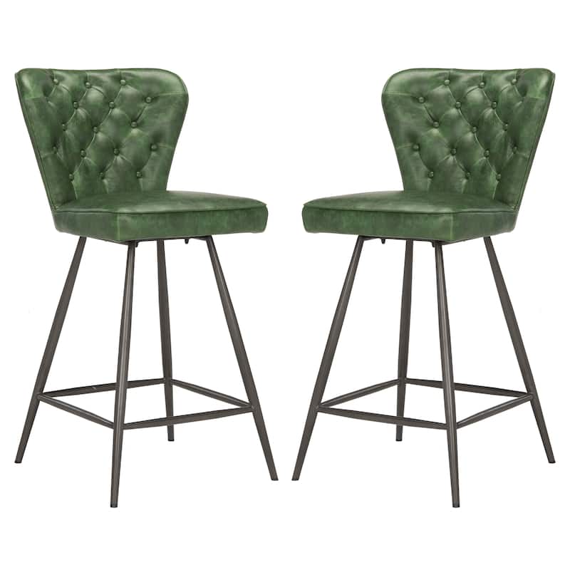 SAFAVIEH Catalina 37-inch Brown Counter Stool (Set of 2) - 16.9" x 21.7" x 37" - 17Wx22Dx37H