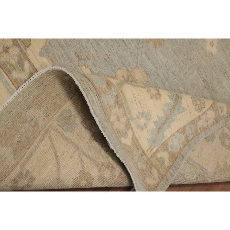 Hand Knotted Oriental 100% Wool Carpet Transitional All-Over Greys & Charcoal Oushak Area Rug - 9' 9'' X 8' 0''