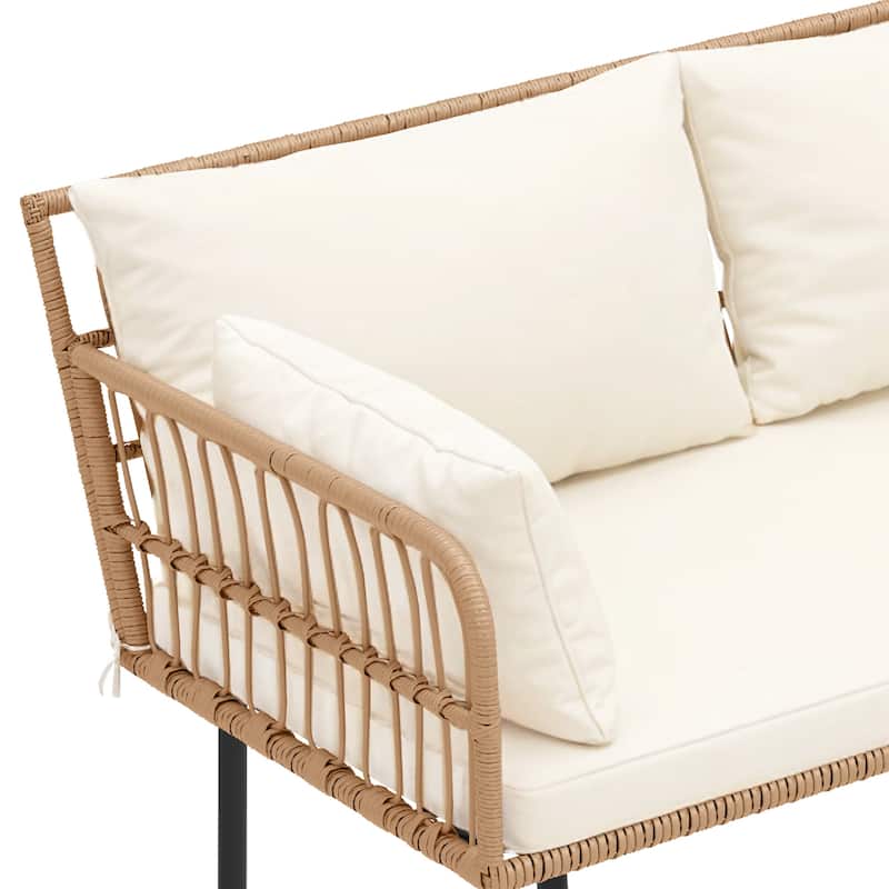 Moasis Outdoor Patio All-Weather Wicker Loveseat/Bistro Set/Sectional Sofa with Cushions and Lumbar Pillows