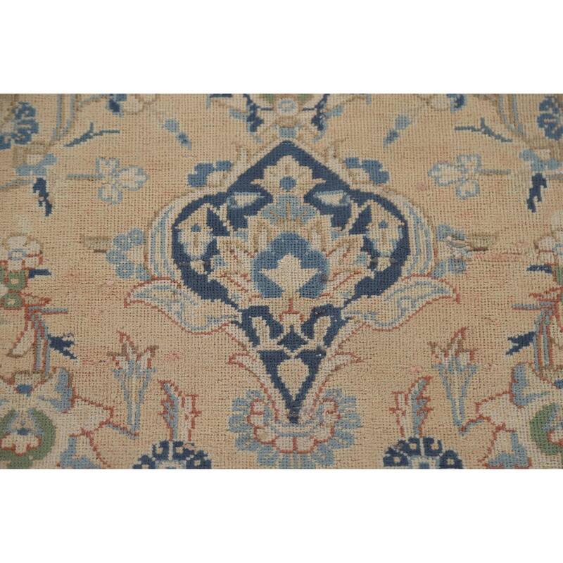 Hand Knotted Oriental 100% Wool Carpet Traditional Floral Peach Mashad Area Rug - 10' 0'' X 6' 5''