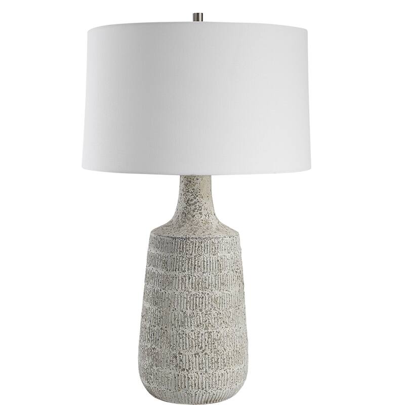 Rustic Style Ceramic Table Lamp with Drum Shade - 28.5" - Cream and Gray