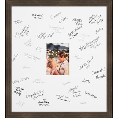 Woodgrain Signature Mat Picture Frame - Autograph Photo Frame Guest Book Alternative for Weddings, Graduations, or Retirement