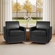 preview thumbnail 18 of 154, Set of 2 Modern Swivel Accent Armchairs Upholstered Arm Chairs Faux Leather - Black