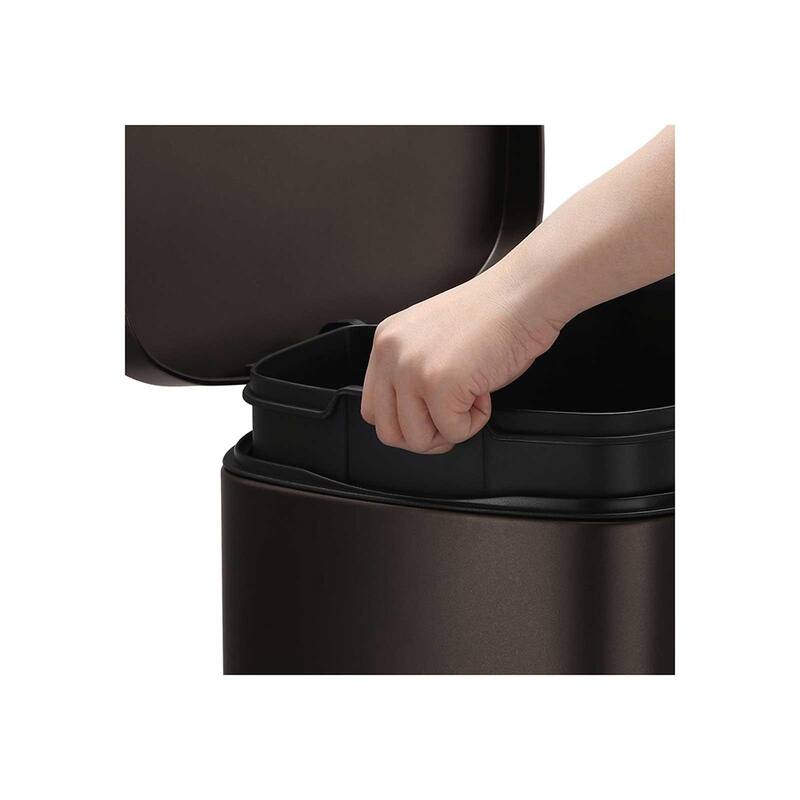 13 Gallon Brown Stainless Steel Trash Can with Soft Close Lid and Step Pedal for Kitchen or Office Use