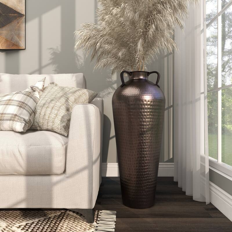 Bronze Hammered Solid Iron Jug Floor Vase