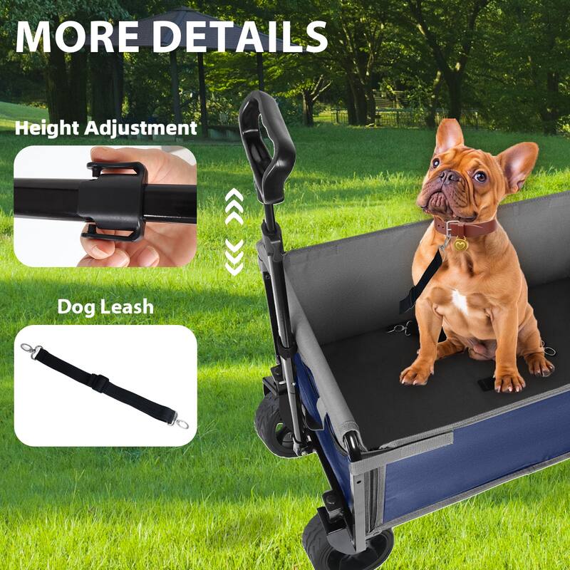 Upgraded 18" Wide Wheels, All-in-One Convertible Folding Trolley with Full-Side Opening & Dog Leash, 220Lbs Capacity for Camping