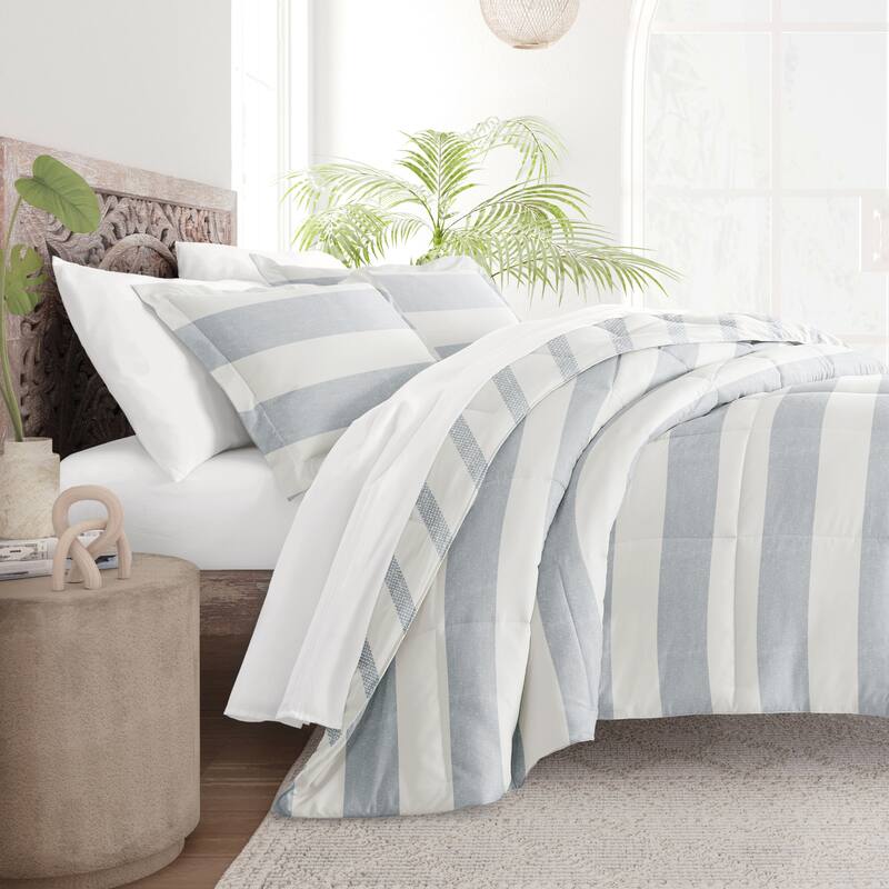 Becky Cameron Premium Distressed Stripe Reversible Comforter Set