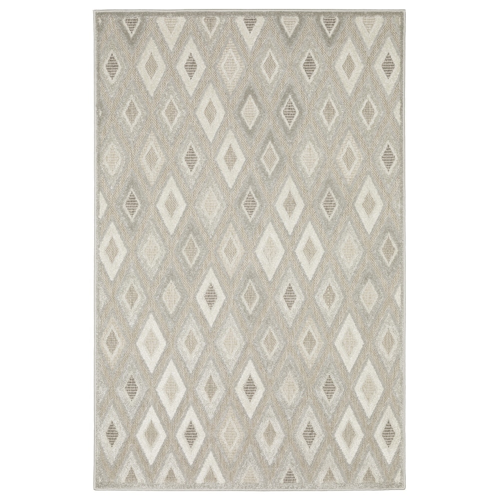 Style Haven Thassos Tonal Diamonds Beige/ Grey Mixed Pile Area Rug