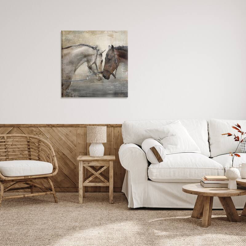 Stupell Horse Couple Textured Farm Animal Photograph Canvas Wall Art