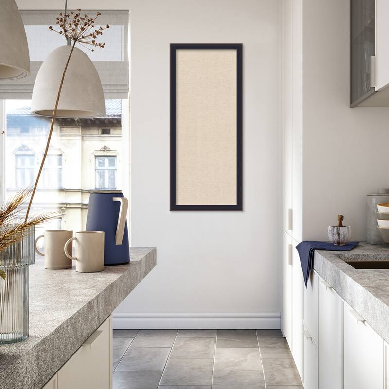 Amanti Art Framed Fabric Pinboard Natural Linen Printed Bulletin Board