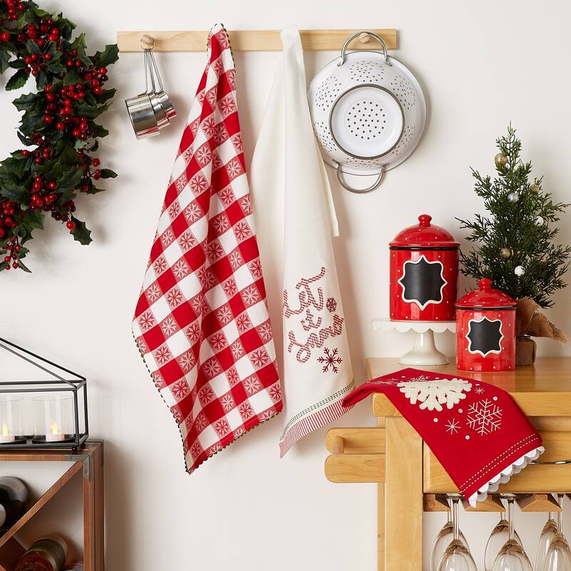 DII Santa Chef Clause Kitchen, Let It Snow Dishtowel Set of 3