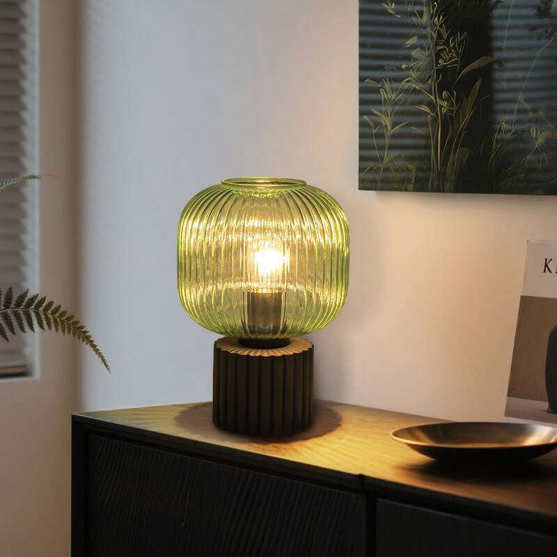 Modern & Contemporary 1-Light Green Accent Table Lamp with Glass Shape