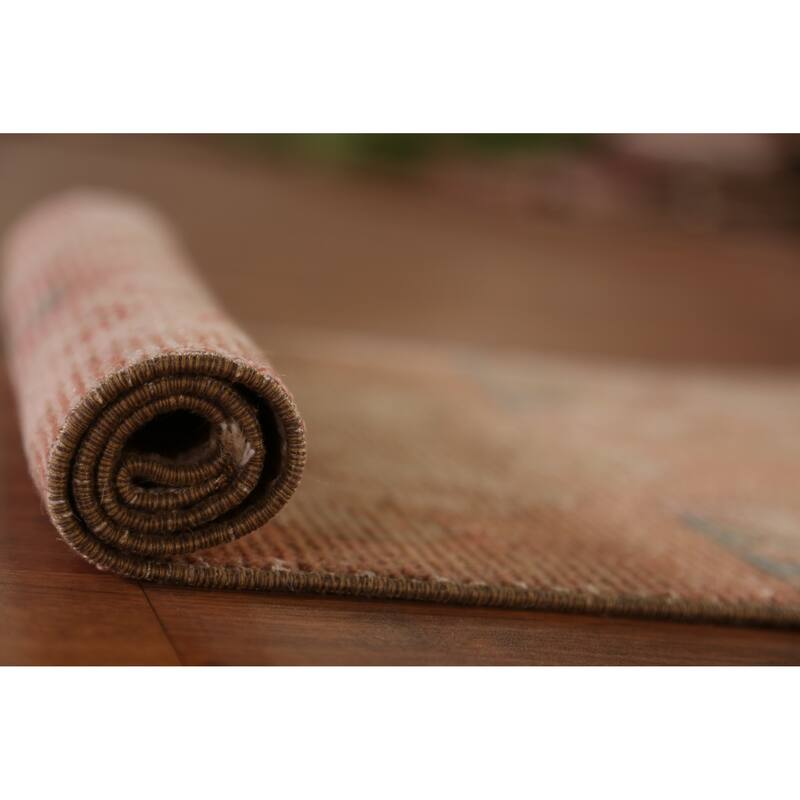 Hand Knotted Oriental 100% Wool Carpet Transitional Tribal Peach Anatolian Area Rug - 3' 2'' X 1' 6''