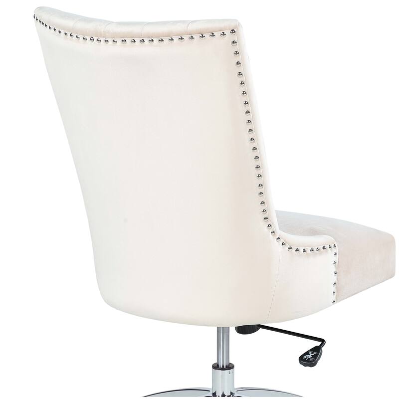 Somette Swivel Computer Chair in Beige Velvet