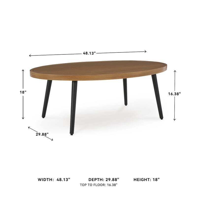 Signature Design by Ashley Horizon Hall Brown/Black Outdoor Coffee Table - 48.13" W x 29.88" D x 18" H