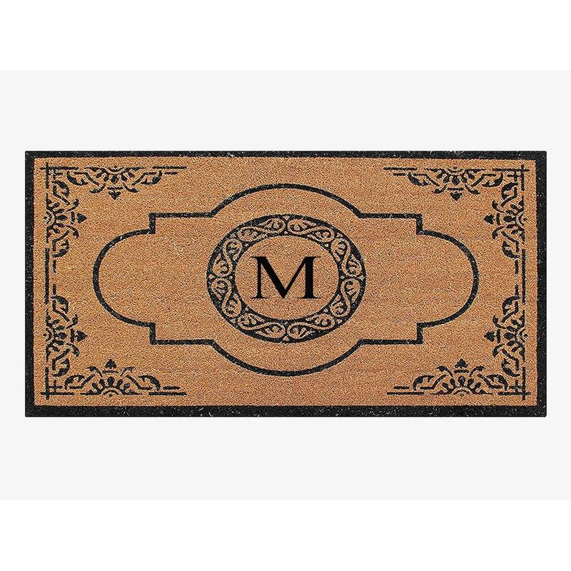A1HC First Impression Coir and PVC backing Abrilina Hand Crafted Heavy Duty Outdoor Monogrammed Doormat 36"X72" - M