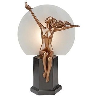 Design Toscano The Carrier Pigeon Art Deco Nude Woman Illuminated