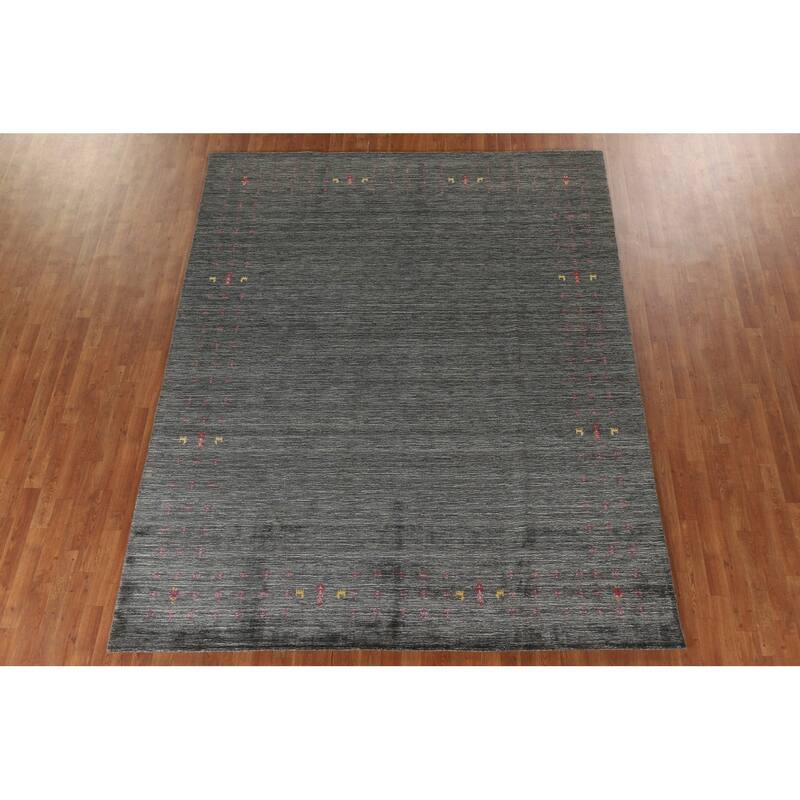 Gabbeh Indian Area Rug Hand-Knotted Wool Carpet - 7'11"x 9'10"
