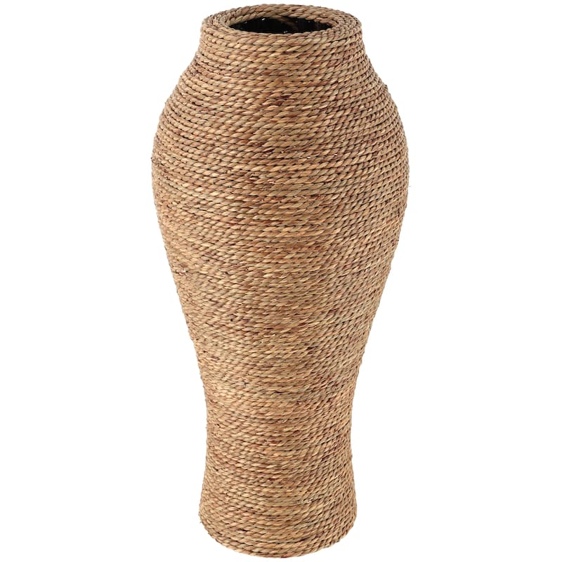 Brown Seagrass Handmade Tall Wrapped Decorative Vase