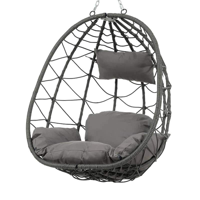 Hanging Egg Chairs Hammock Chairs with Stand, Hanging Basket Swing Lounge Chair with Cushion and Headrest, Outdoor Wicker Chair