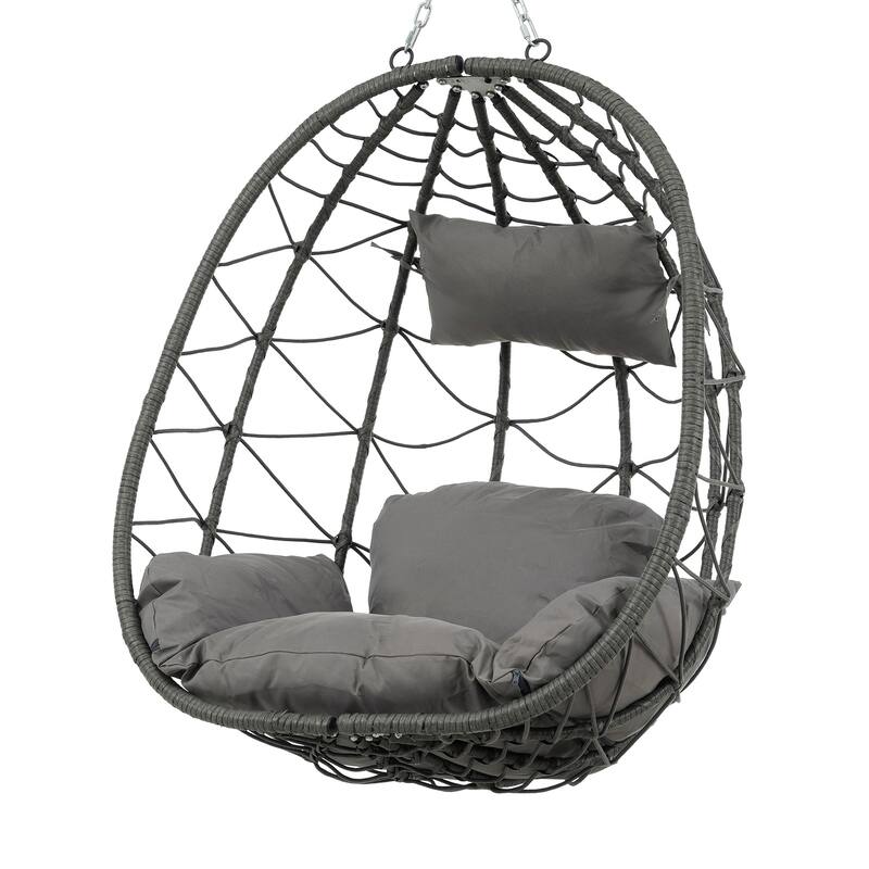 Steel Frame Wicker Egg Chair with Stand and Indoor/Outdoor Hanging Swing Chair