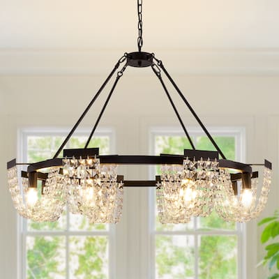 Farmhouse 8-Light Crystal Chandelier for Dining Room - 36 Inch