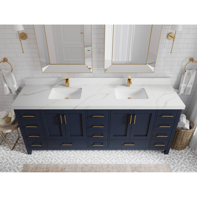 Willow Collection 84 in. W x 22 in. D Malibu Double Sink Bathroom Vanity with Countertop