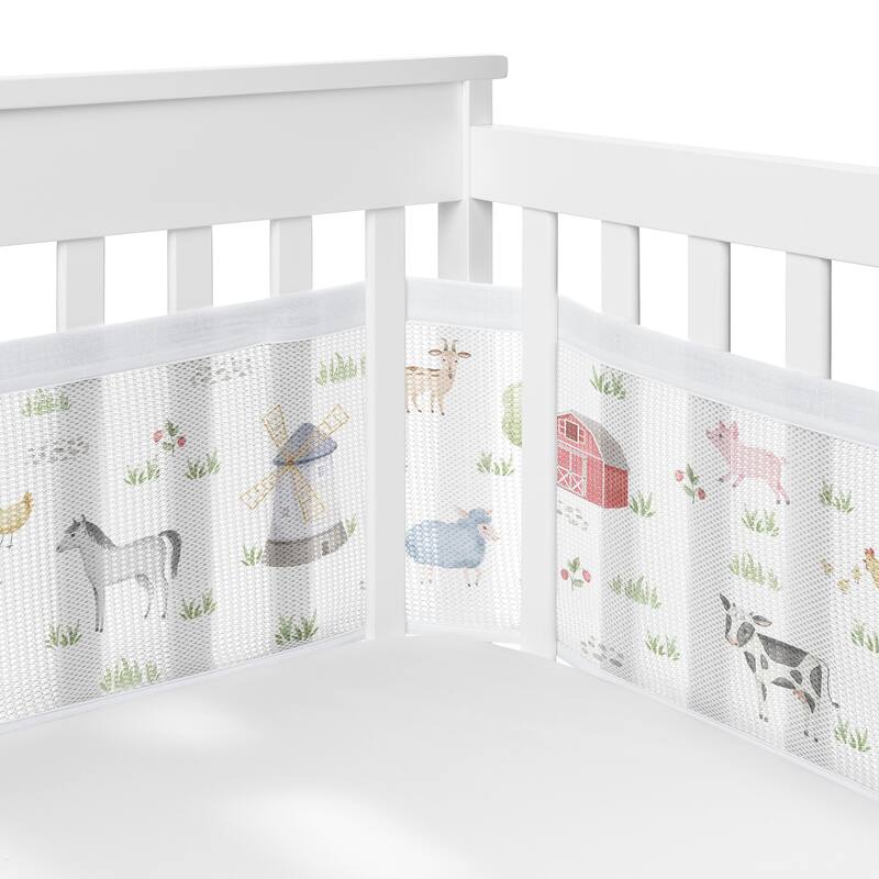 Farm Animals Boy Girl Sweet Jojo Designs 6p Crib Bedding + BreathableBaby Breathable Mesh Liner Watercolor Pig