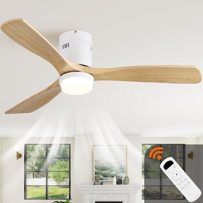Modern 52"/56" Ceiling Fans with Wood Blades, LED Light & Remote – White/Gold/Black