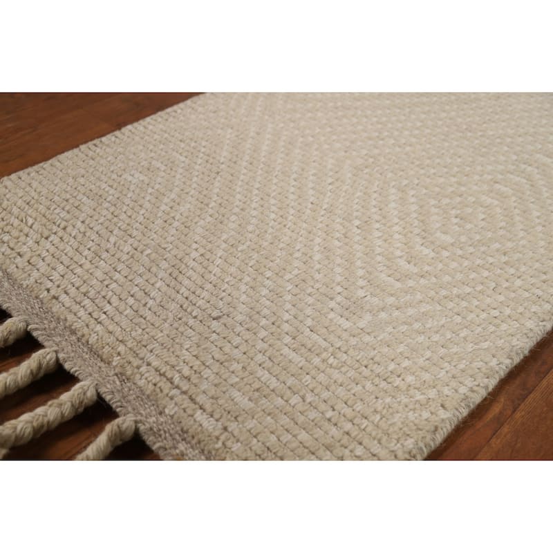 Beige Geometric Moroccan Oriental Rug Hand-Knotted Foyer Wool Carpet - 2'0"x 3'0"