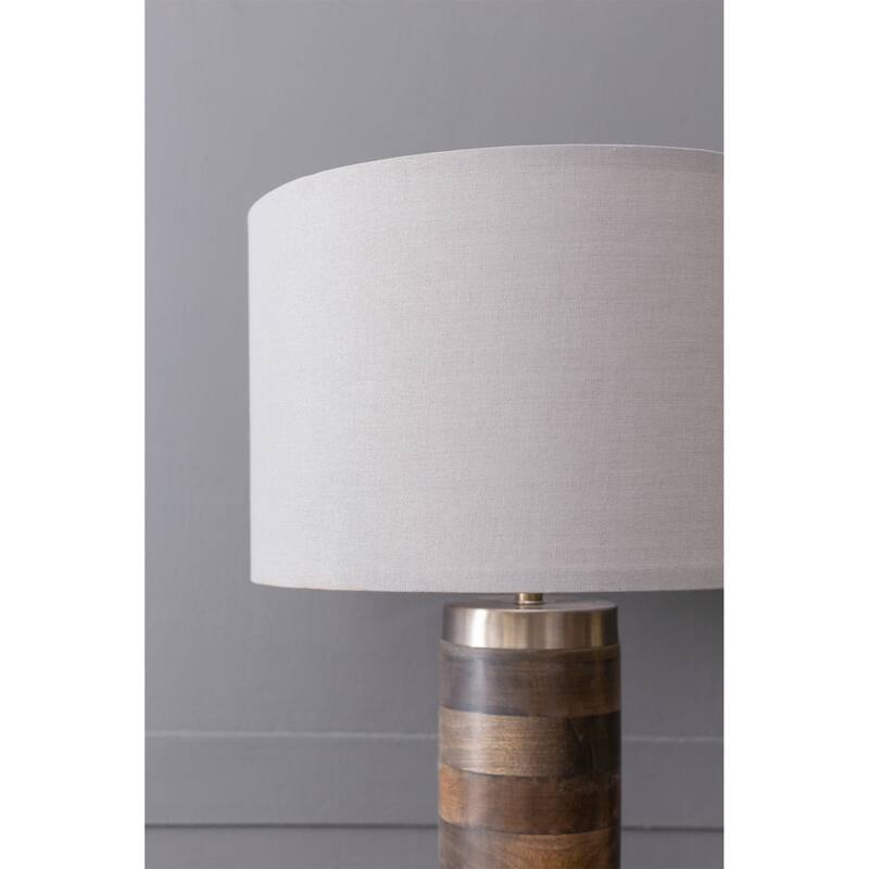 16x16x23.5" Gray and Silver Brushed Table Lamp