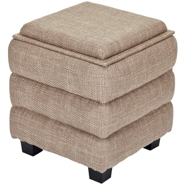 slide 2 of 34, Modern Cube Ottoman with Tray Top and Hidden Storage Linen Seat